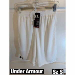 Under Armour HeatGear White Laser Cut Shorts with Logo Sz S